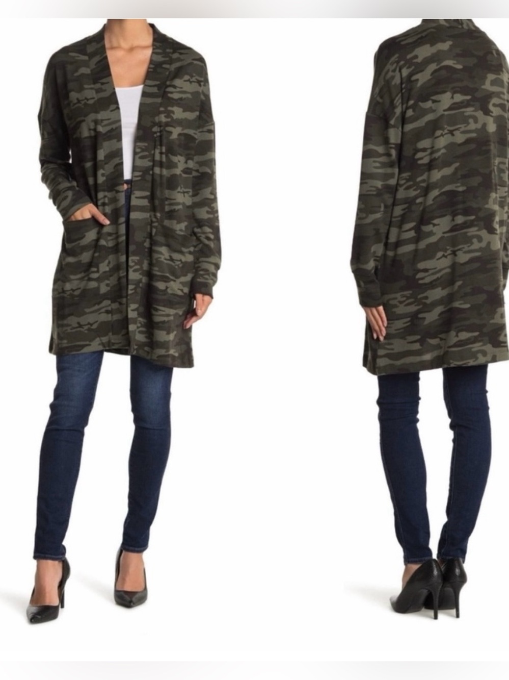 Sanctuary Camo Open-Front Longline Cardigan